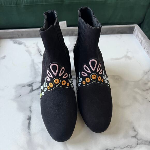 Sophia Webster Liliana Black Suede Embroidered Booties Size 38.5 - Picture 3 of 9